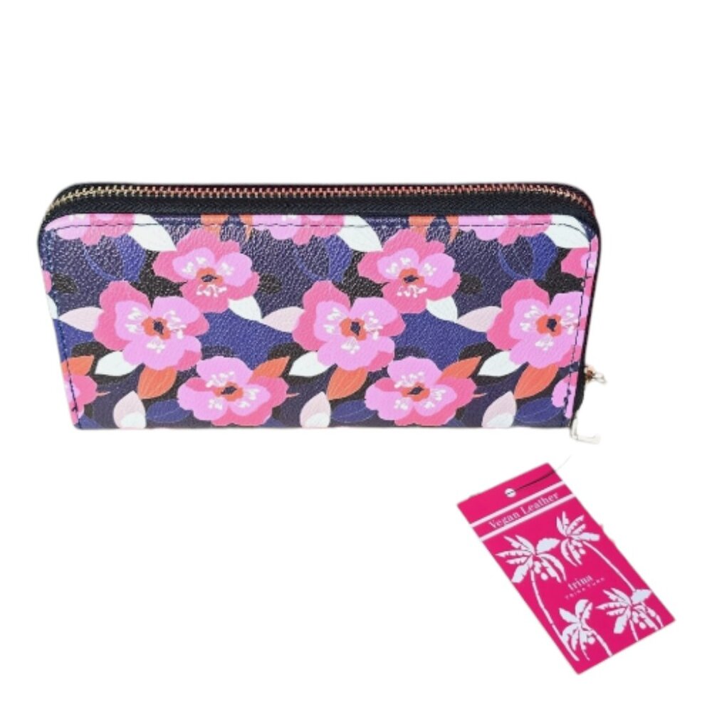 Trina Turk Large Floral Vegan Leather Zip Wallet "All Over Narcissus" - Picture 8 of 8